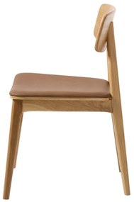 Sedia da pranzo in similpelle in colore marrone cognac-naturale Livo - Unique Furniture