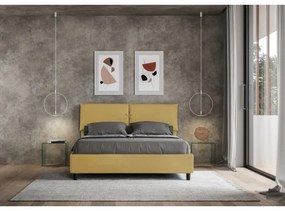 Letto contenitore da 160x190 in microfibra ocra Mados