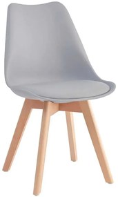 Sedia Nordik Wood in polipropilene con cuscino – Struttura in legno, grigia