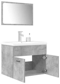 Set Mobili Da Bagno 3 Pz Grigio Cemento İn Legno Multistrato /