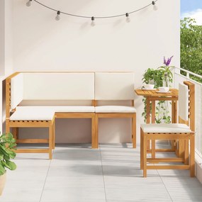 Set da pranzo da giardino 4 pezzi  con cuscini - legno massello di acacia