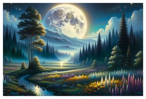 Quadro su tela – Valle magica alla luce della luna