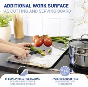 Set di 2 copri stufe in vetro in marmo bianco-oro, 52 x 30 cm Universal - Wenko