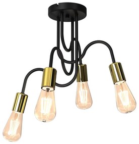 Lampadario a plafone DOW 4xE27/60W/230V nero/oro