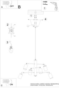 Sollux SL.1206 - Lampadario a sospensione con filo LEMMI 6xGU10/10W/230V bianco