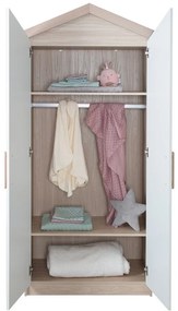 Armadio per bambini bianco/di colore naturale con effetto rovere 96x190x50 cm Cabane – Roba