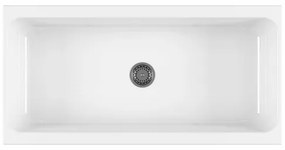 Lavabo a canale 120x45 cm in ceramica bianco lucido