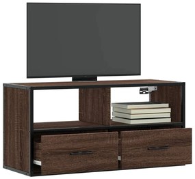 Mobile Tv Rovere Marrone 80x31x39,5cm Legno Multistrato Metallo /