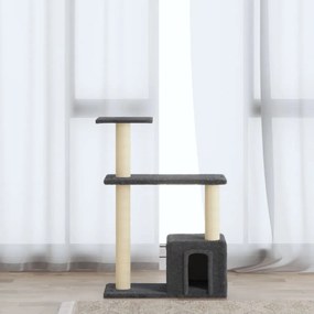 Albero Per Gatti Con Tiragraffi İn Sisal Grigio Scuro 70 Cm /