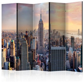 Paravento design Metropoli solare II (5-część) - grattacieli di New York di giorno