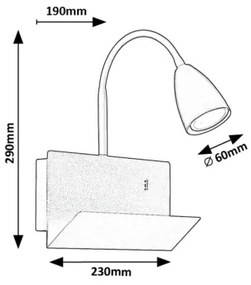 Rabalux 71090 - Applique con mensola TACITO 1xGU10/25W/230V bianco