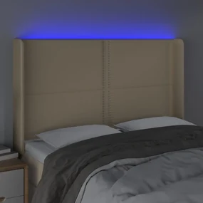 Testiera a led crema 147x16x118/128 cm in tessuto