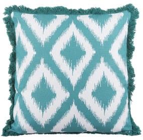 Cuscino divano 45x45 cm rombi blu frange