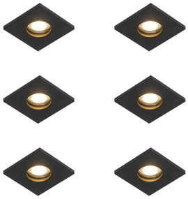Set di 6 faretti da incasso moderni neri per bagno - Doku