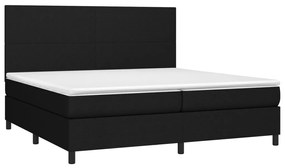 Letto a molle materasso e led nero 200x200cm in tessuto