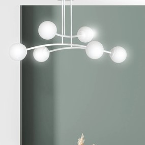 Plafoniera Contemporaneo Krishna Acciaio Bianco 6 Luci E14 Ip20