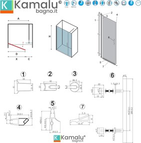 Porta doccia nicchia 90cm battente e fisso | KS5000 - KAMALU