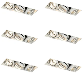 Set di 6 faretti da incasso bianchi GU10 AR70 Trimless 3 luci - Oneon