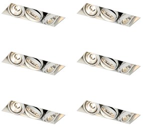 Set di 6 Faretto da incasso bianco GU10 AR70 trimless a 3 luci - Oneon