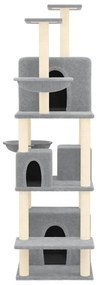 Albero per gatti con tiragraffi in sisal grigio chiaro 180 cm