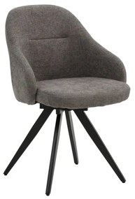 Set di sedie girevoli COVENT in tessuto grigio e gambe in metallo nero, con braccioli