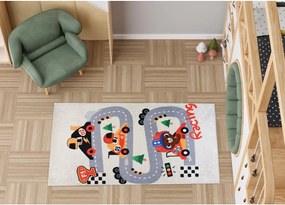 Tappeto da gioco per bambini avorio lavabile 80x120 cm Race Time – Vitaus