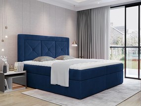 Letto matrimoniale boxspring Galizia - 160 x 200 cm , Tessuto blu