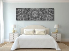 Stampa su tela – Mandala disegnata a mano in bianco e nero