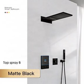 Sistema doccia a incasso ELITE EDITION BCS1721 termostatico, multigetto e a cascata in più finiture — Nero opaco — A parete