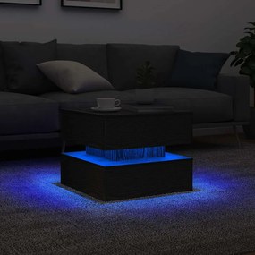 Tavolino Da Salotto Con Luci Led Rovere Nero 50x50x40 Cm /