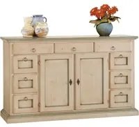 Madia credenza in legno 2 ante e 9 cassetti shabby chic 160x45x95