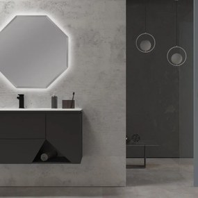 Mobile bagno sospeso con lavabo L 105 x H 55 x P 45.3 cm grafite per vasca a sinistra Vintage