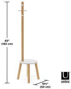 Appendino in legno bianco in gomma naturale Pillar - Umbra