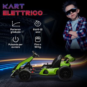 Go Kart Elettrico per Bambini 24V 12km/h con Seggiolino Regolabile Verde...