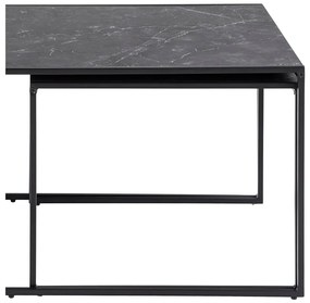 Set di tavolini da salotto color nero opaco con piano effetto marmo 3 pz 60x120 cm Infinity – Actona