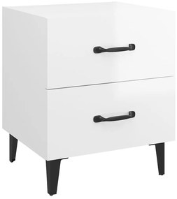 Comodini 2 pz in bianco lucido 40x35x47,5 cm