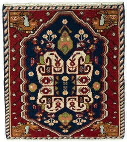 Shiraz Tappeto persiano 50x60 Rosso (Iran) Annodato A Mano