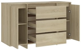 Credenza con 3 Cassetti Rovere Sonoma 120x41x75cm in Truciolato