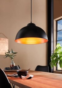 Lampadario Industriale Truro2 nero paralume nero E27 Ø37cm EGLO
