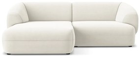 Divano angolare bianco (con penisola a sinistra) con rivestimento in velluto Moana – Makamii
