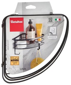 Mensola angolare da parete nera per il bagno Origin - Metaltex