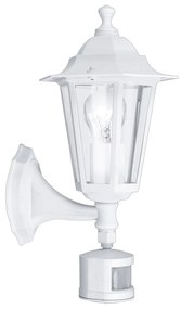 Applique Sensore Esterno Classica Laterna 5 Alluminio Bianco Vetro E27
