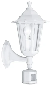 Applique Sensore Esterno Classica Laterna 5 Alluminio Bianco Vetro E27