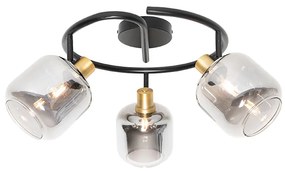 Faretto da soffitto nero con vetro fumé rotondo 3 luci - Zuzanna