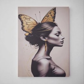 Quadro su tela 60x90 cm donna farfalla moderno verticale
