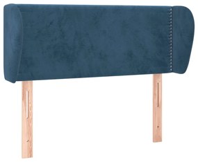 Testiera ad orecchio blu scuro 103x23x78/88 cm in velluto