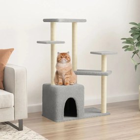 Albero per gatti con tiragraffi in sisal grigio chiaro 107,5 cm