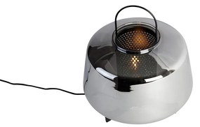 Lampada da tavolo Art Déco nera con vetro fumé 30 cm - Kevin