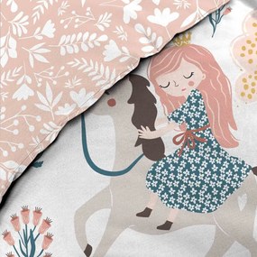 Set copripiumino e federa da bambini bianco/rosa in cotone per letto singolo 140x200 cm Lilibelle – douceur d'intérieur