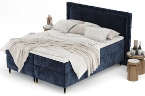 Letto boxspring blu scuro con spazio contenitivo 160x200 cm Voyage - Maison de Rêve